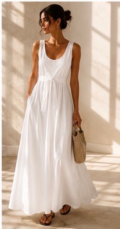 The Row Dresses & Skirts - THE ROW Daria Scoop-neck Sleeveless Poplin Maxi Dress In White US4